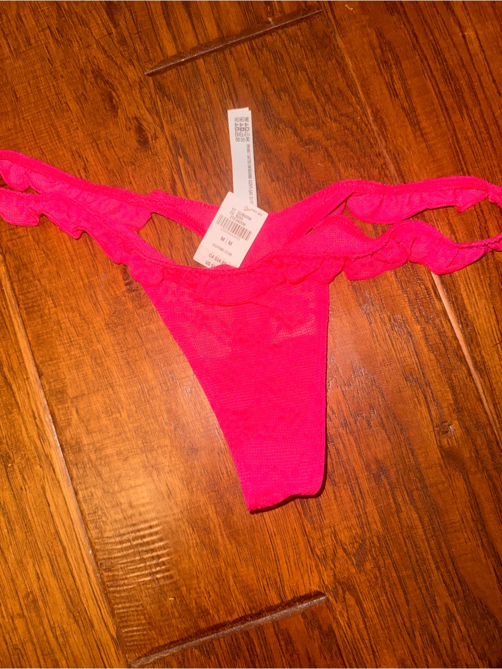 NWTWomen’s Ruffled Bikini Thong - Hot Pink